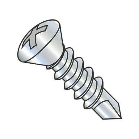 Self-Drilling Screw, #6-20 X 1 1/2 In, Zinc Plated Steel Oval Head Phillips Drive